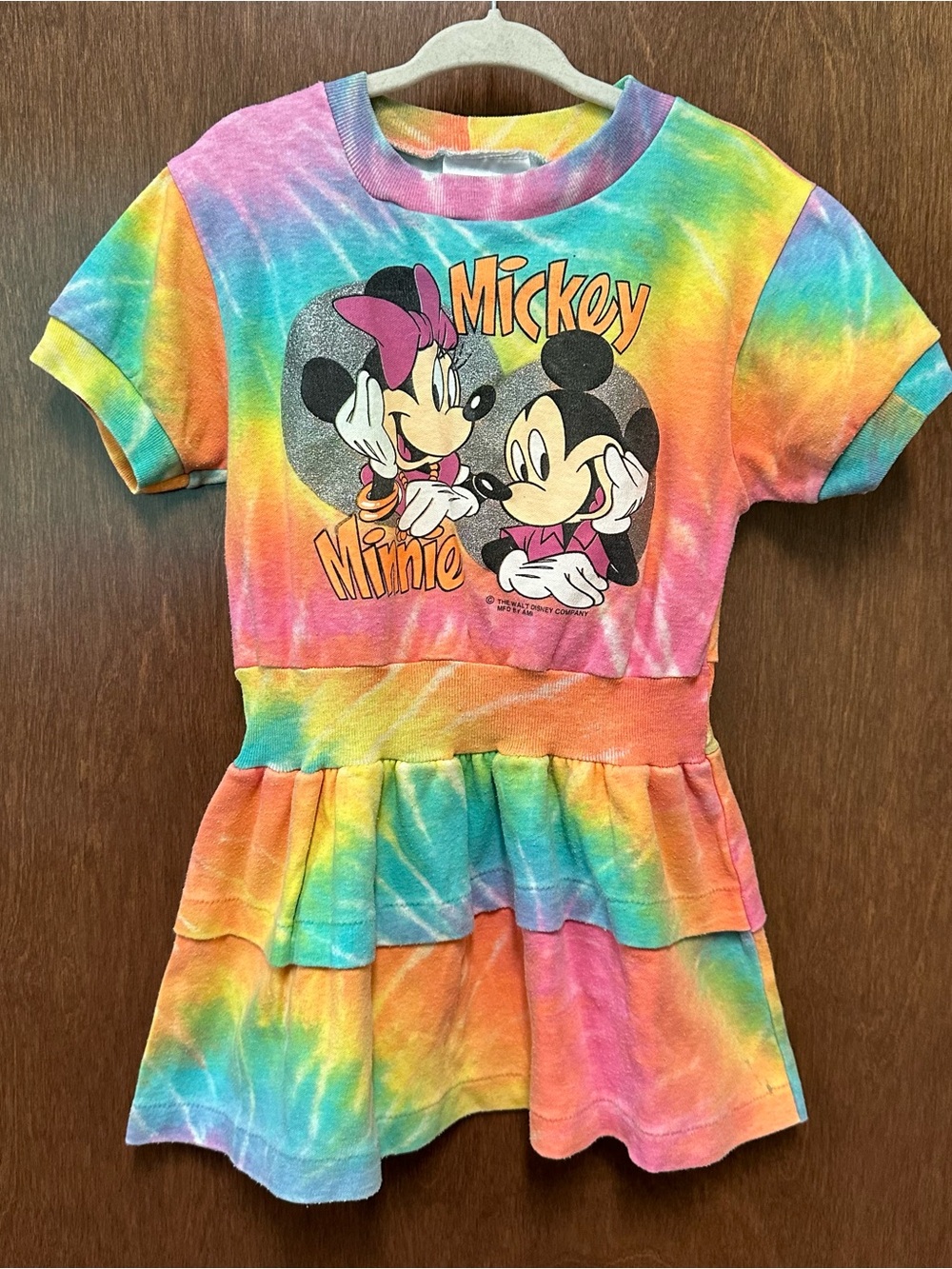 Vintage 80s 90s Disney tie dye tiered tunic top mini dress kids girls 5/6